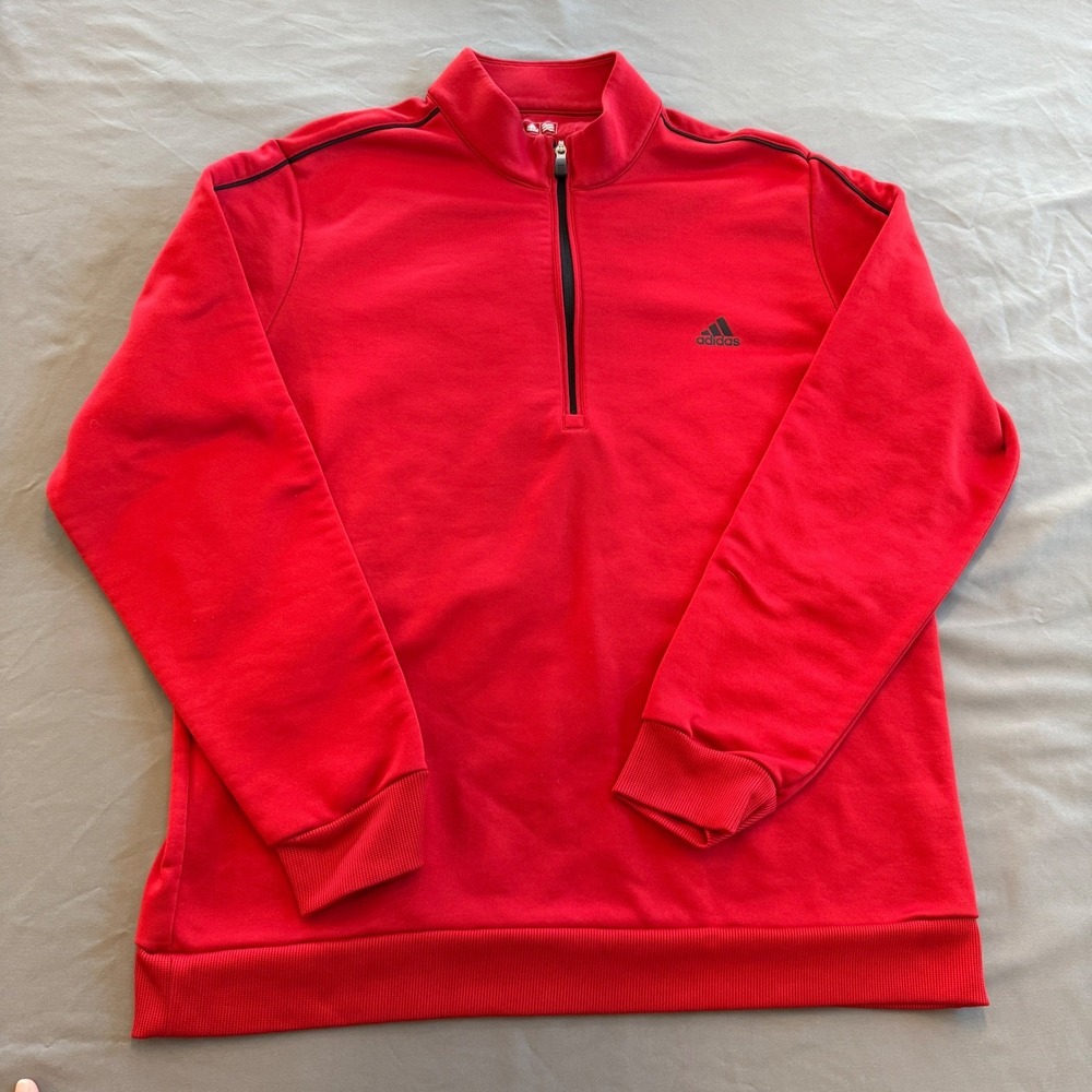 Adidas Golf‎ Mens Red Quarter Zip Pullover Sweatshirt Mock Neck Size M